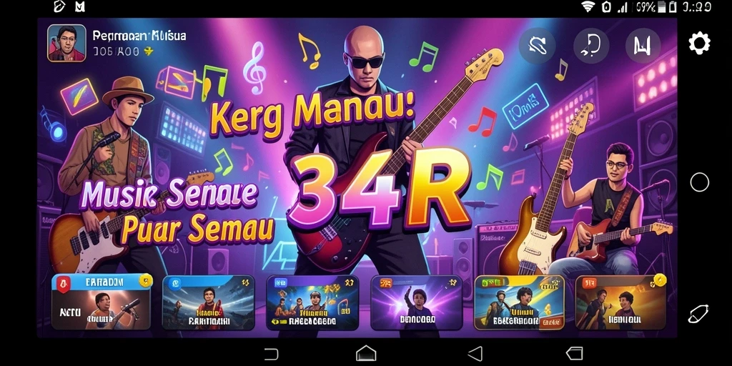 Gameplay seru 34R dengan berbagai alat musik dan lagu.