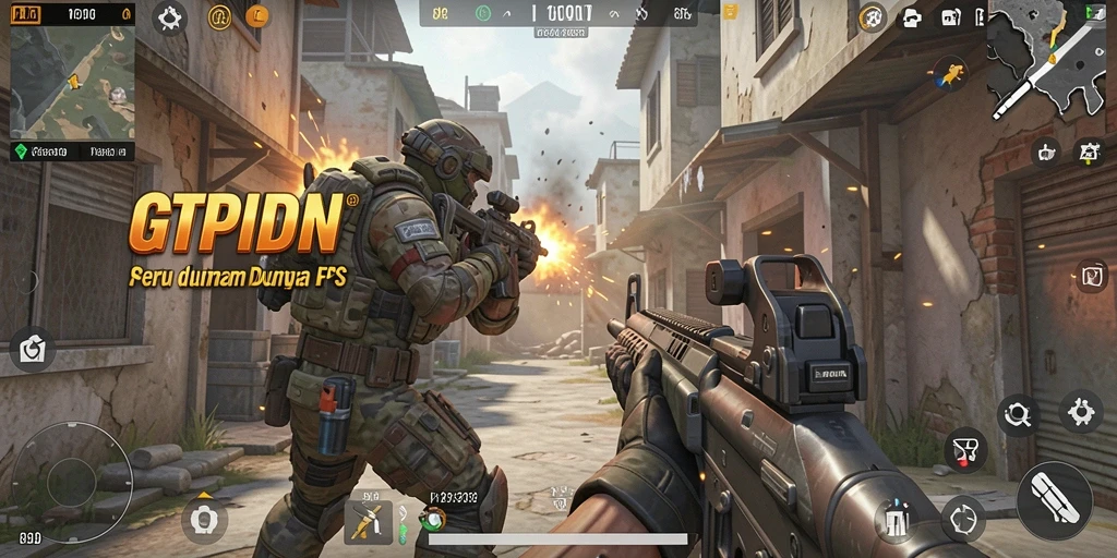 Screenshot gameplay GTPIDN menampilkan aksi menembak yang dinamis dan seru.