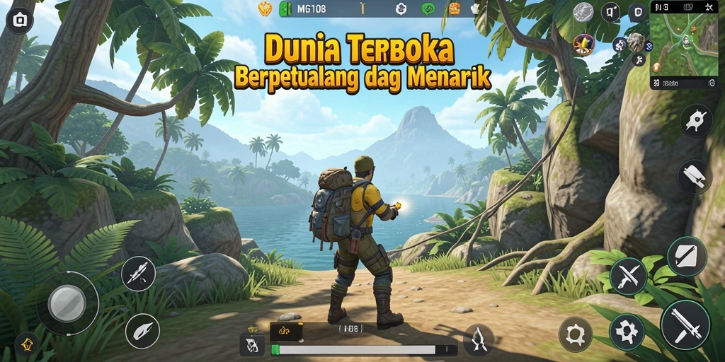Gameplay MG108 yang menakjubkan dalam dunia terbuka.